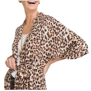 Chico's Soft Robe Animal Print Cardigan With Belt Fashion S/M Throw Over